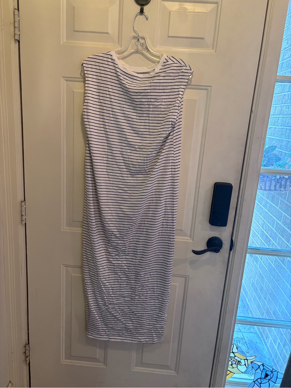 Old Navy Sleeveless Striped White & Navy Midi Dress - Picture 5 of 5